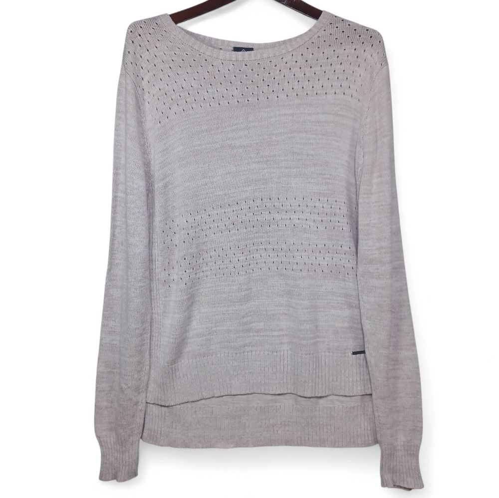 Firefly Women’s Open Knit Sweater Gray Size L Lightweight Pullover Layering Top
